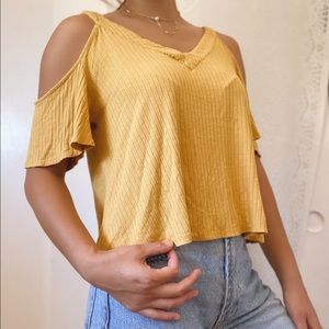MUSTARD OFF THE SHOULDER TOP
